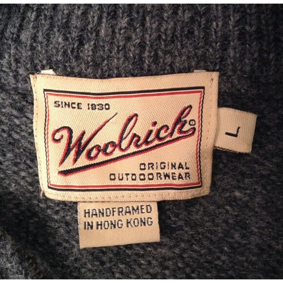 Vtg Woolrich Sweater Men L Gray Wool Blend Hand Framed Pullover Knit Grandpa - Picture 10 of 12